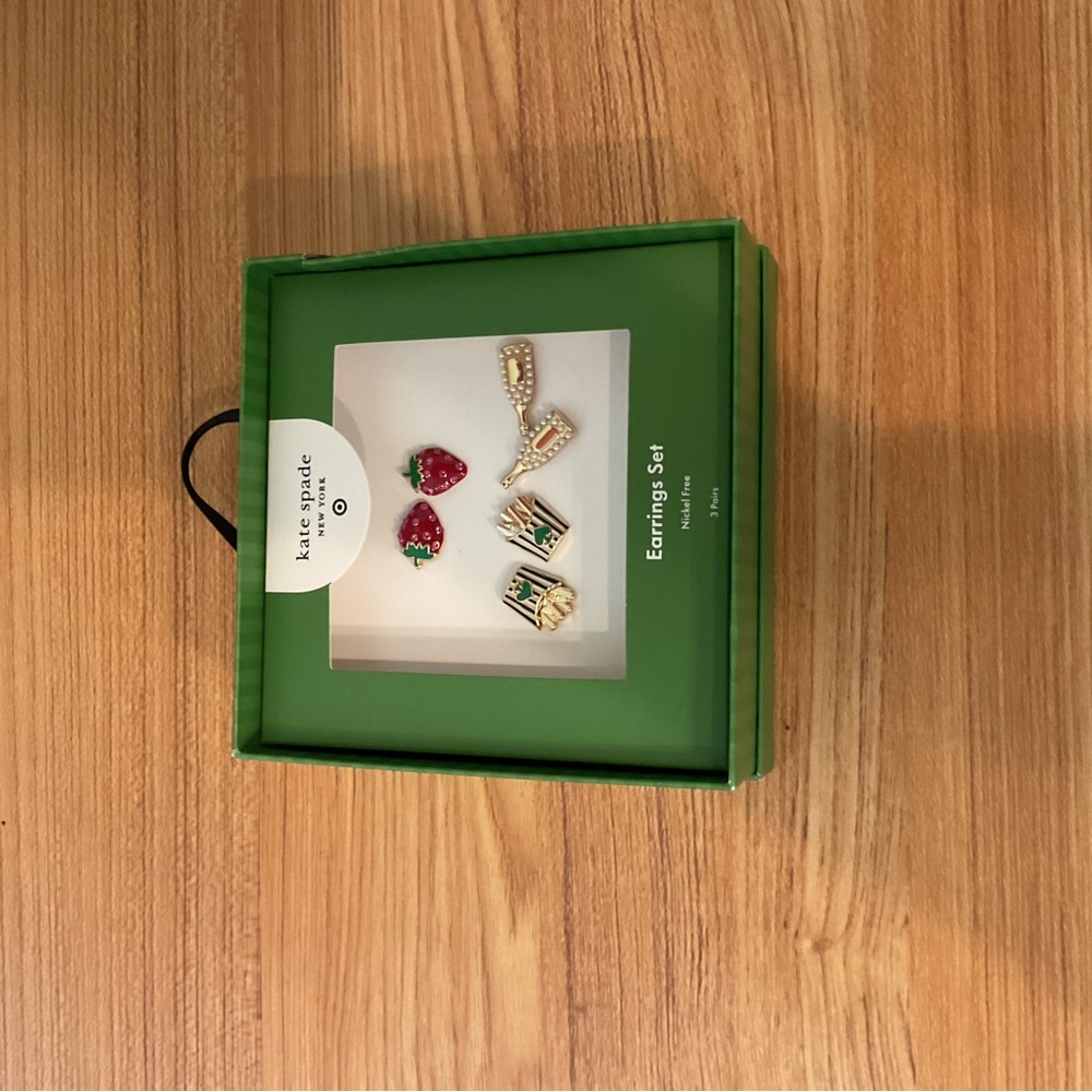 Kate Spade Gold and Red Earrings with Delicate Design
